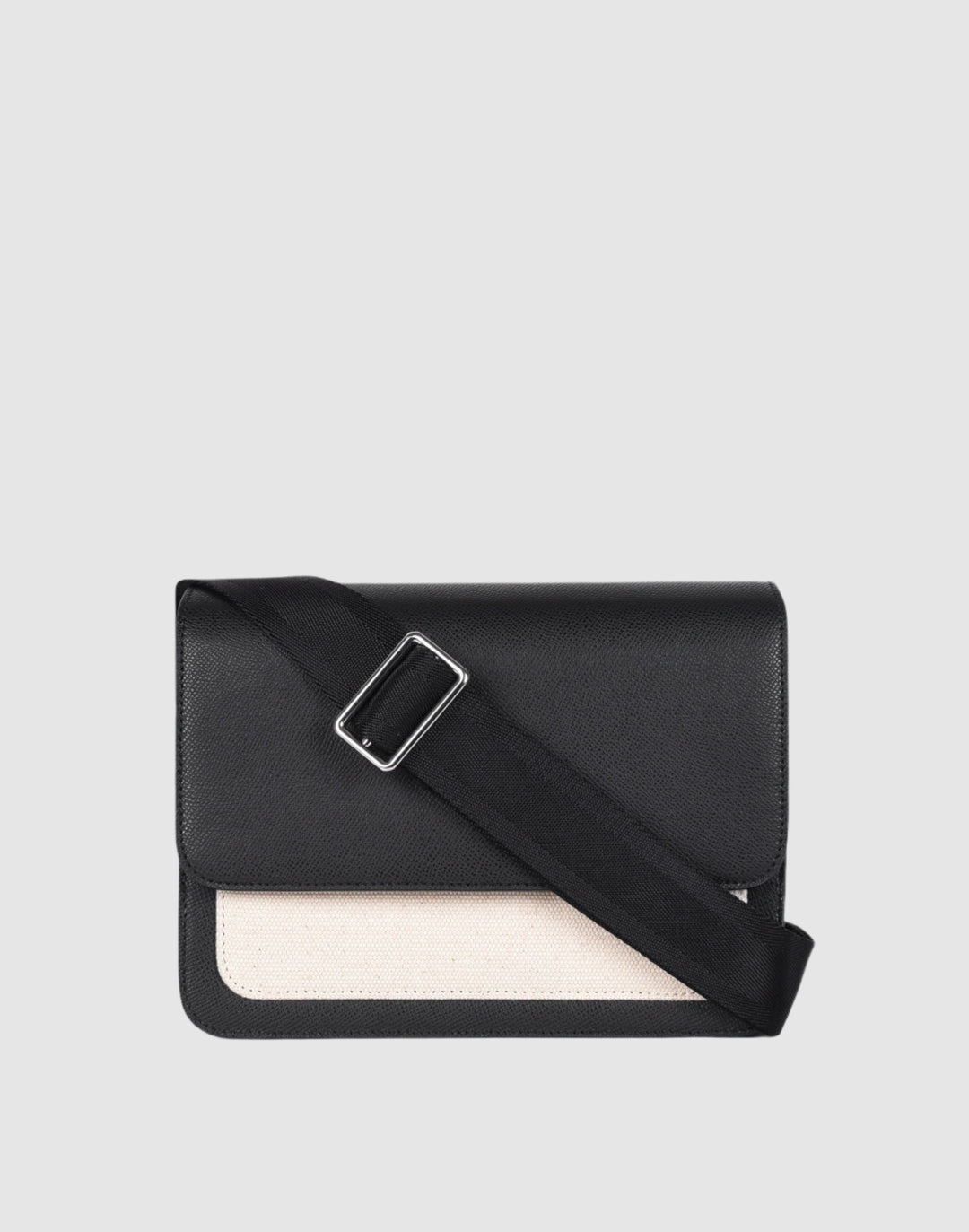 hyer goods recycled leather crossbody satchel bag pocket cube canvas black #color_canvas-black