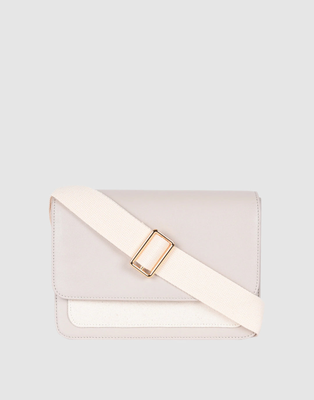 hyer goods recycled leather crossbody satchel bag pocket cube canvas stone #color_canvas-stone