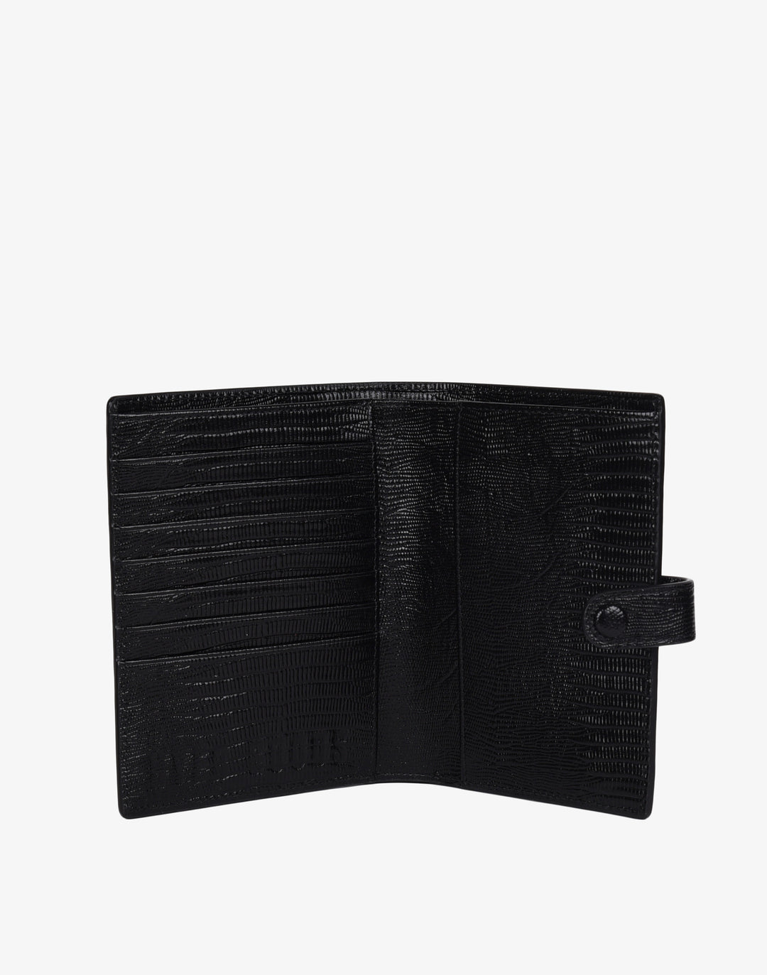 hyer goods recycled leather travel passport wallet embossed black lizard#color_black-lizard