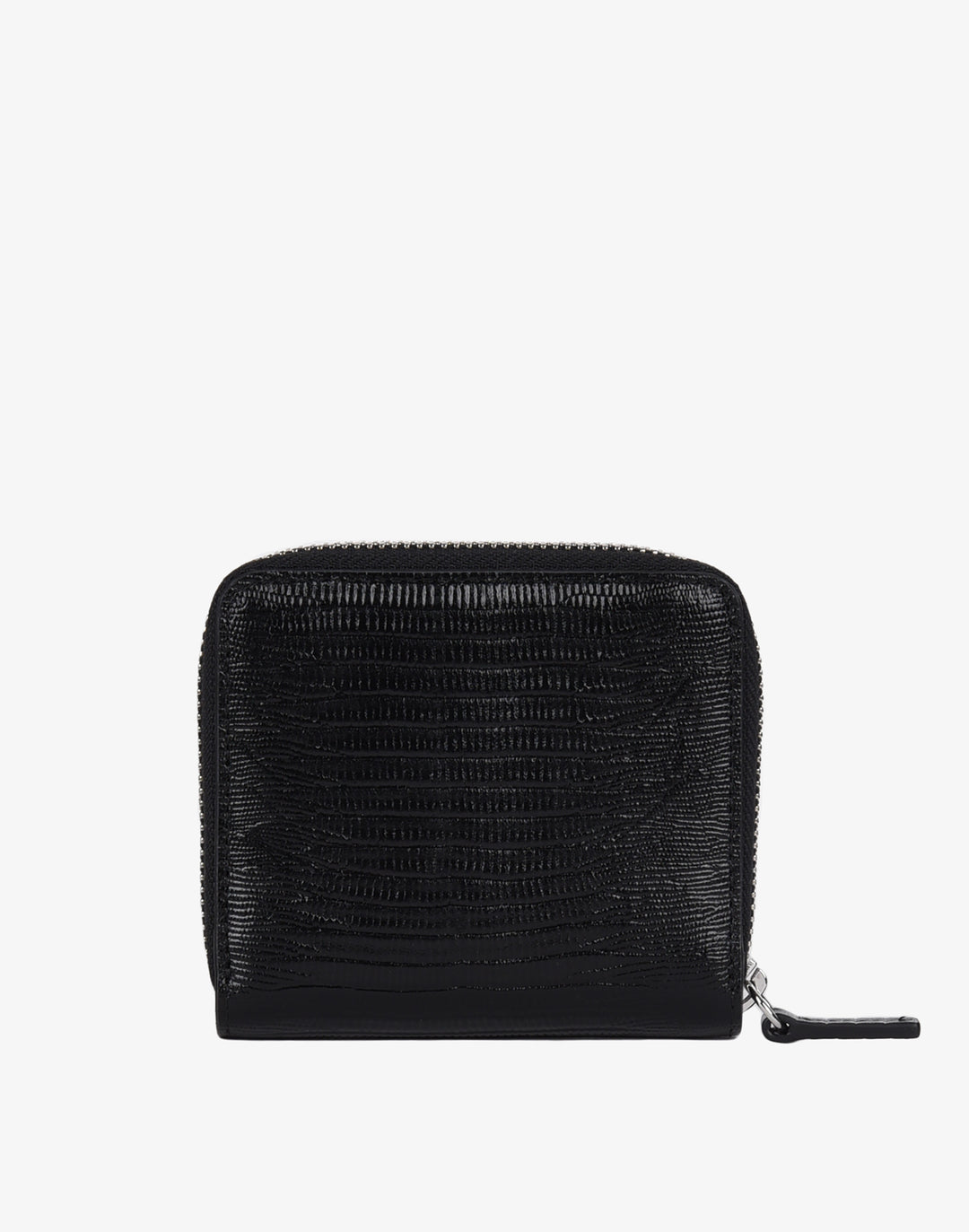 hyer goods recycled leather zip around wallet black embossed lizard#color_black-lizard