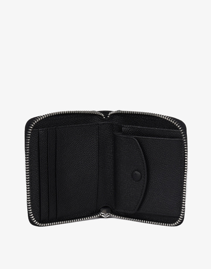 hyer goods recycled leather zip around wallet checkered colorblock#color_cognac-check