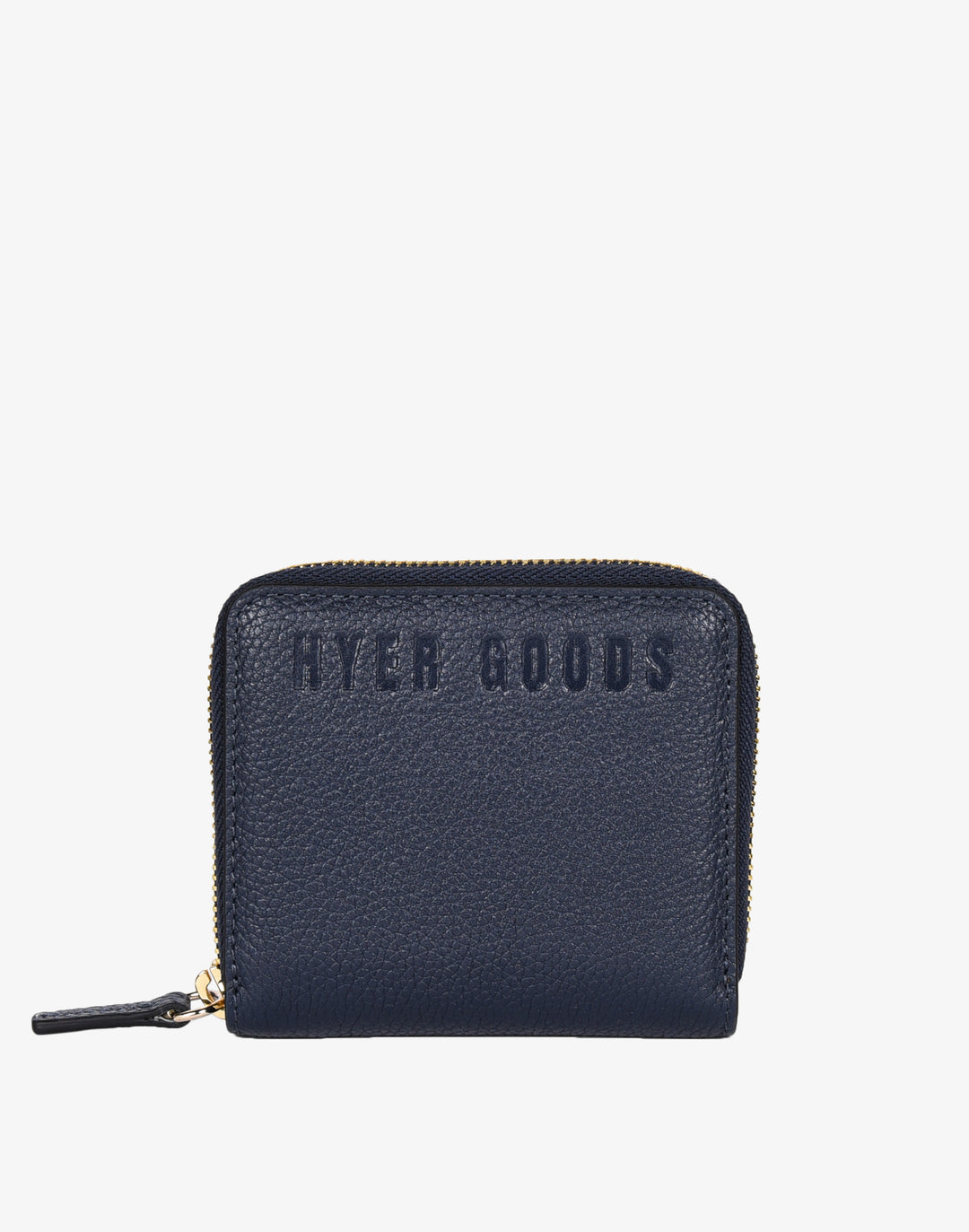 hyer goods recycled leather zip around wallet navy blue#color_navy-blue