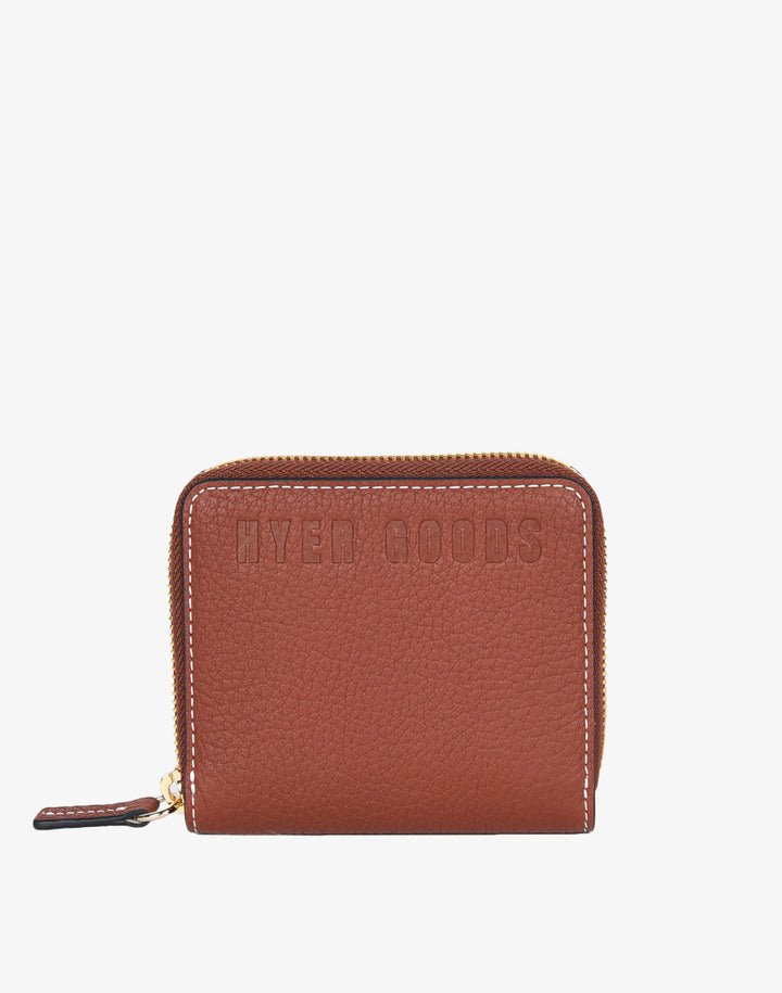 hyer goods recycled leather zip around wallet saddle brown tan#color_saddle-brown