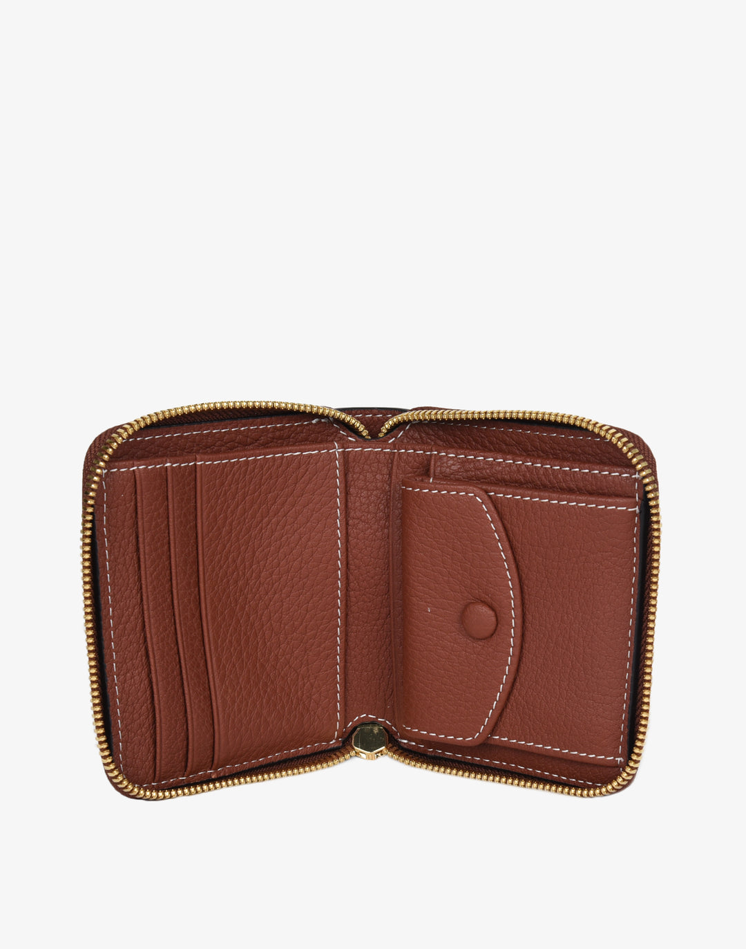 hyer goods recycled leather zip around wallet saddle brown tan#color_saddle-brown