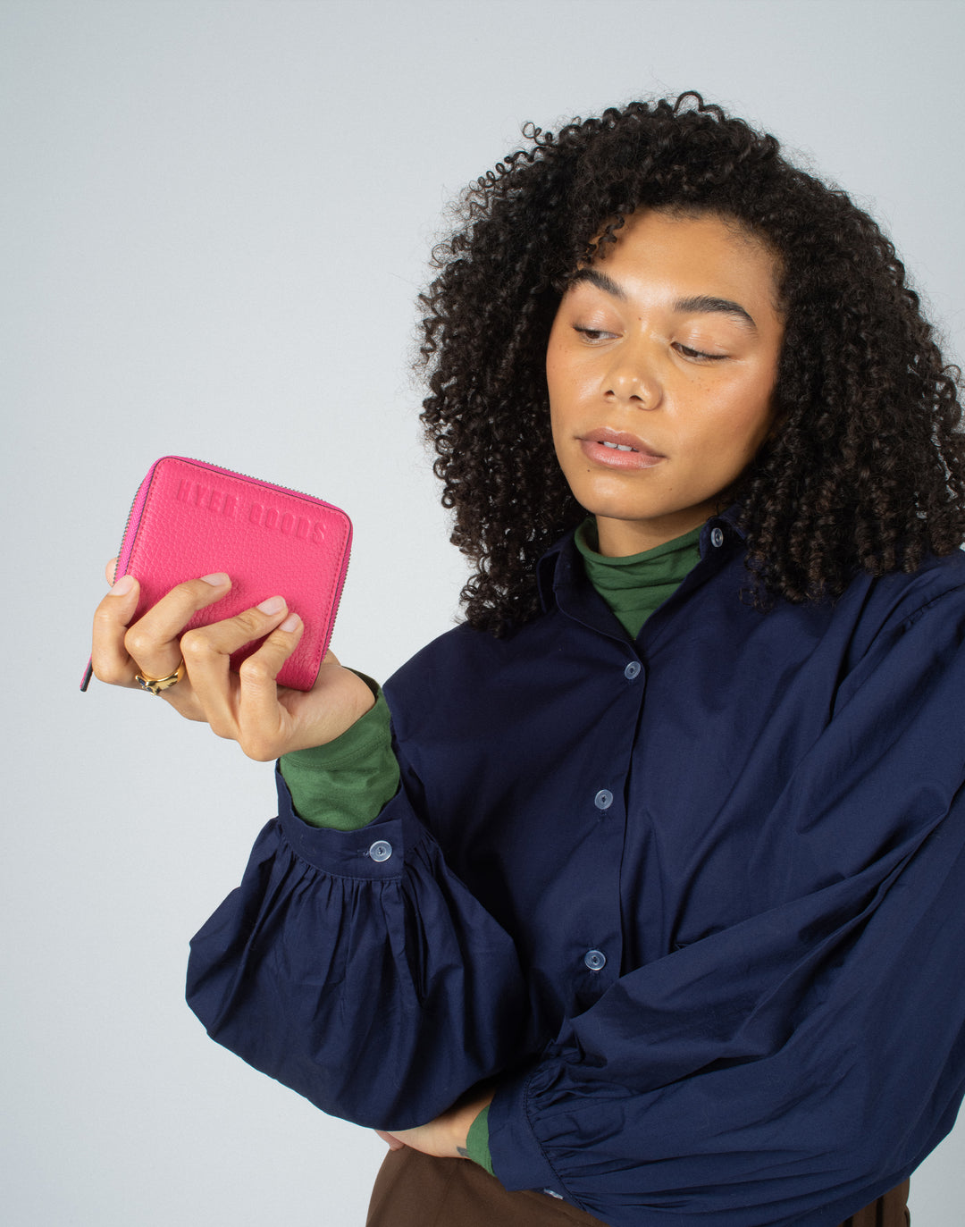 hyer goods recycled leather zip around wallet fuchsia#color_fuchsia