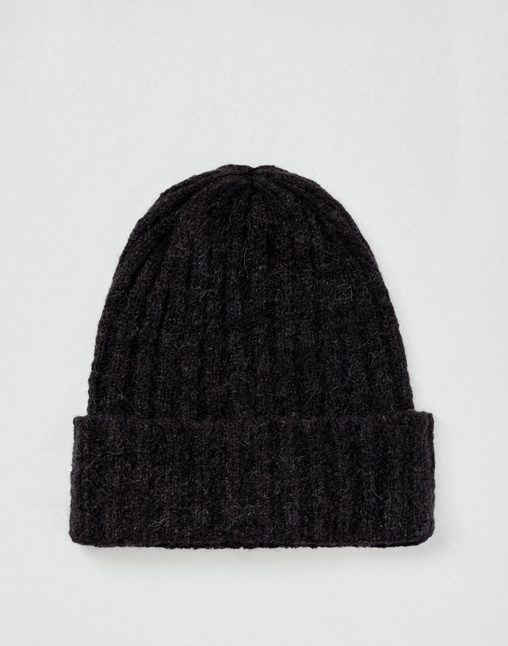 hyer goods alpaca wool rib beanie-black