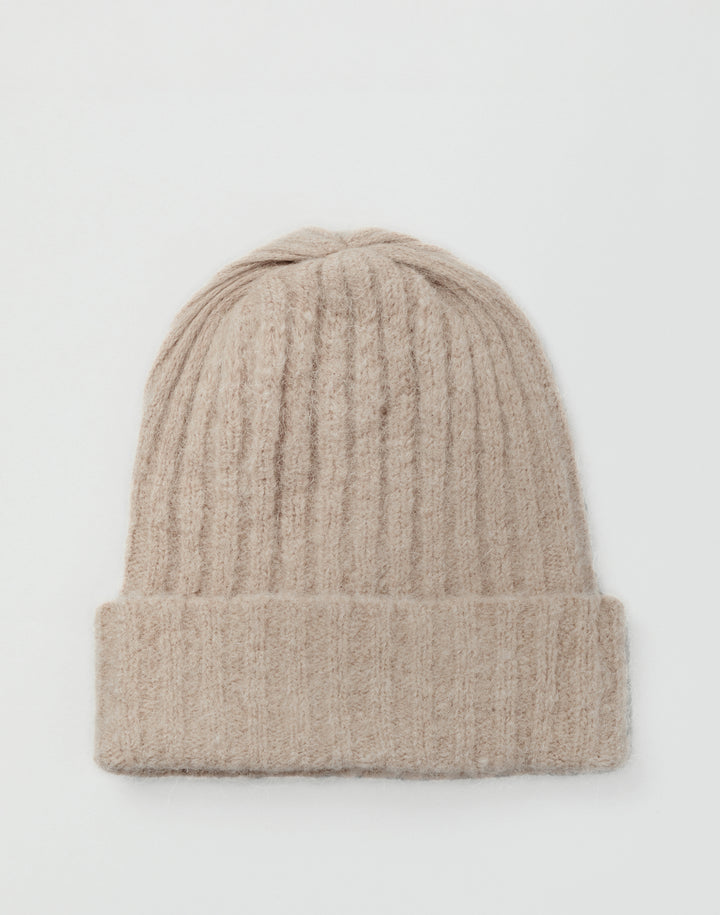 hyer goods alpaca wool rib beanie-oatmeal