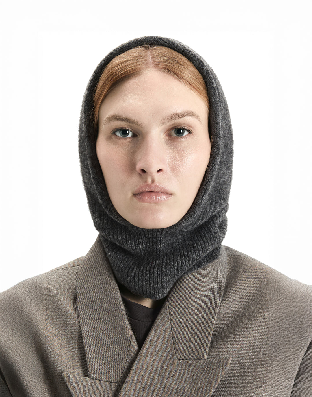 HYER GOODS alpaca wool balaclava hood #color_charcoal-grey