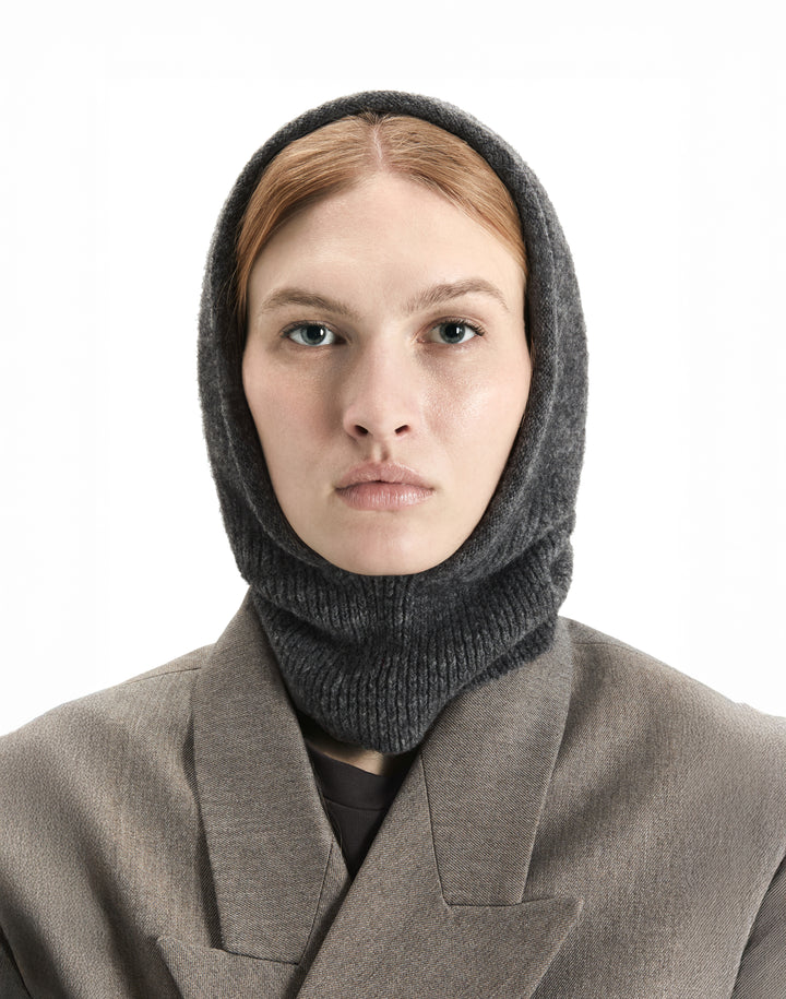 HYER GOODS alpaca wool balaclava hood #color_charcoal-grey