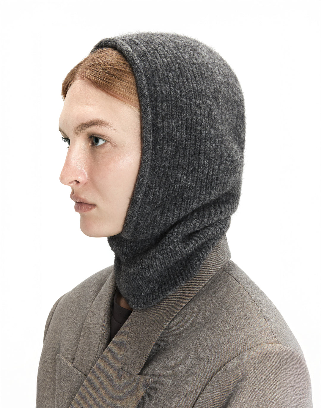 HYER GOODS alpaca wool balaclava hood #color_charcoal-grey