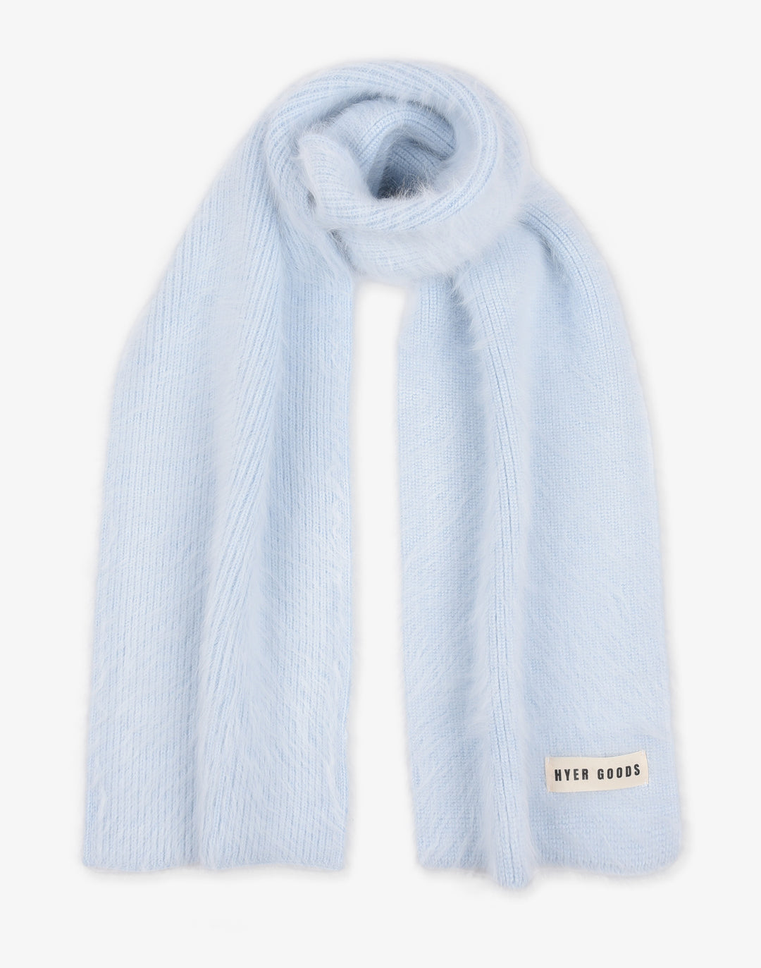 hyer goods upcycled angora scarf pastel light blue scarf #color_sky-blue