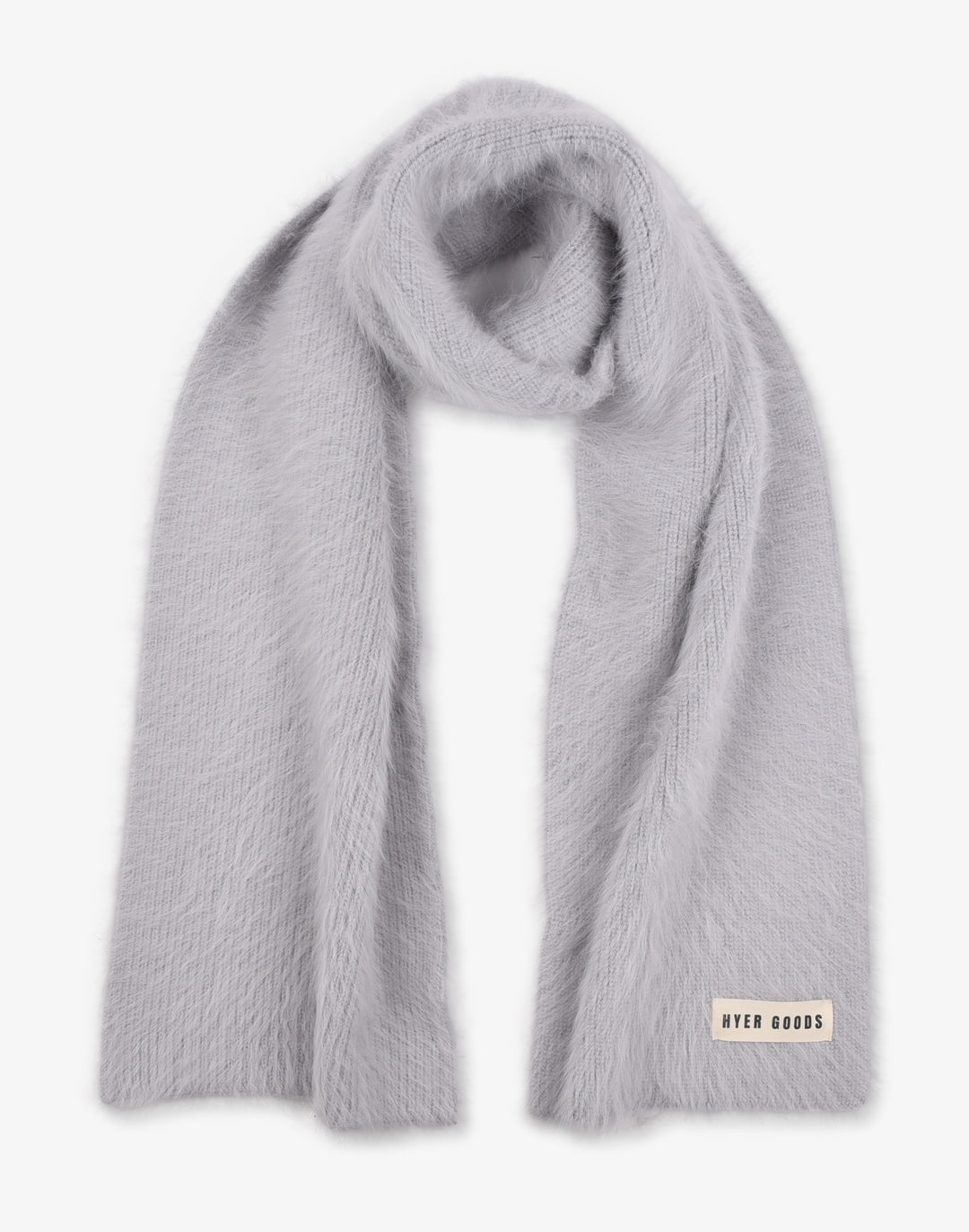 hyer goods upcycled angora scarf grey #color_light-grey