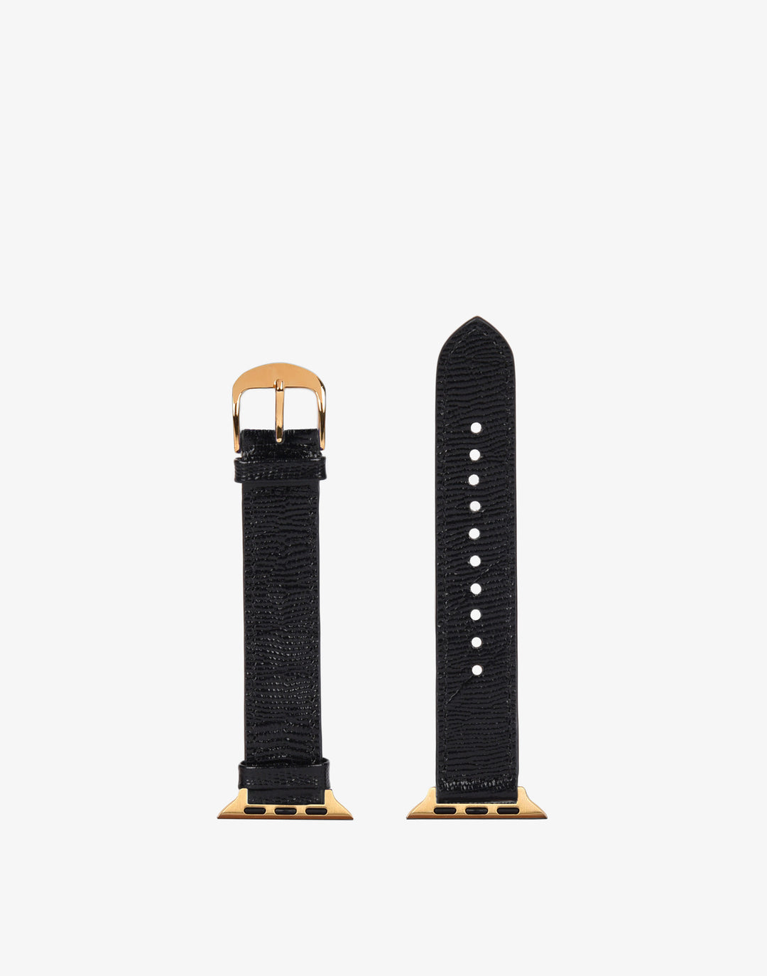 HYER GOODS apple watch band with gold buckle #color_black-lizard