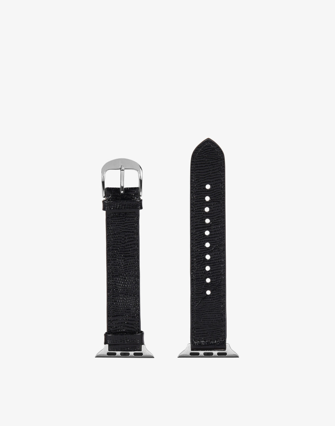 Hyer Goods recycled leather Apple Watch Band black lizard #color_black-lizard-silver