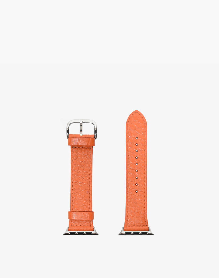 Hyer Goods recycled leather Apple Watch Band orange croc #color_flame-croc