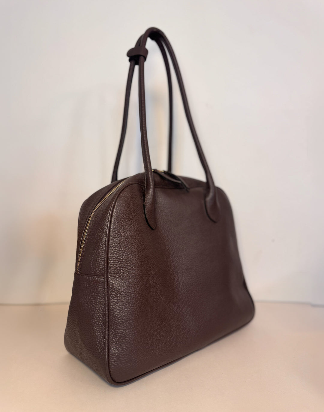 Tumbled Leather Bowling Tote