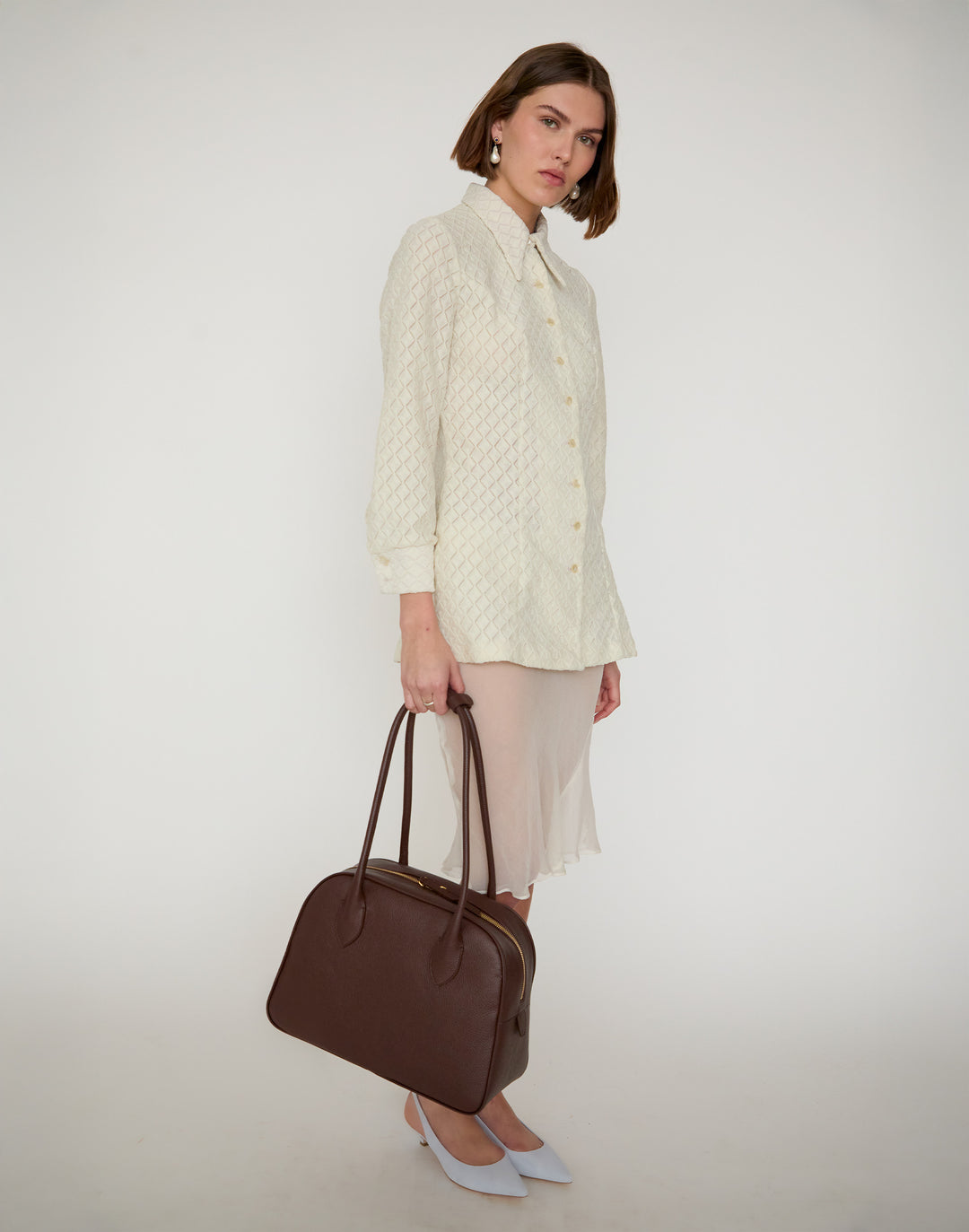 hyer goods autostrada leather zip top tote  bag#color_brown