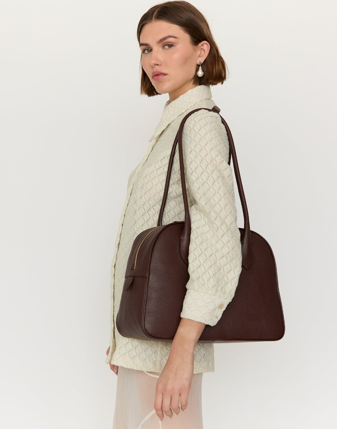hyer goods autostrada leather zip top tote  bag#color_brown
