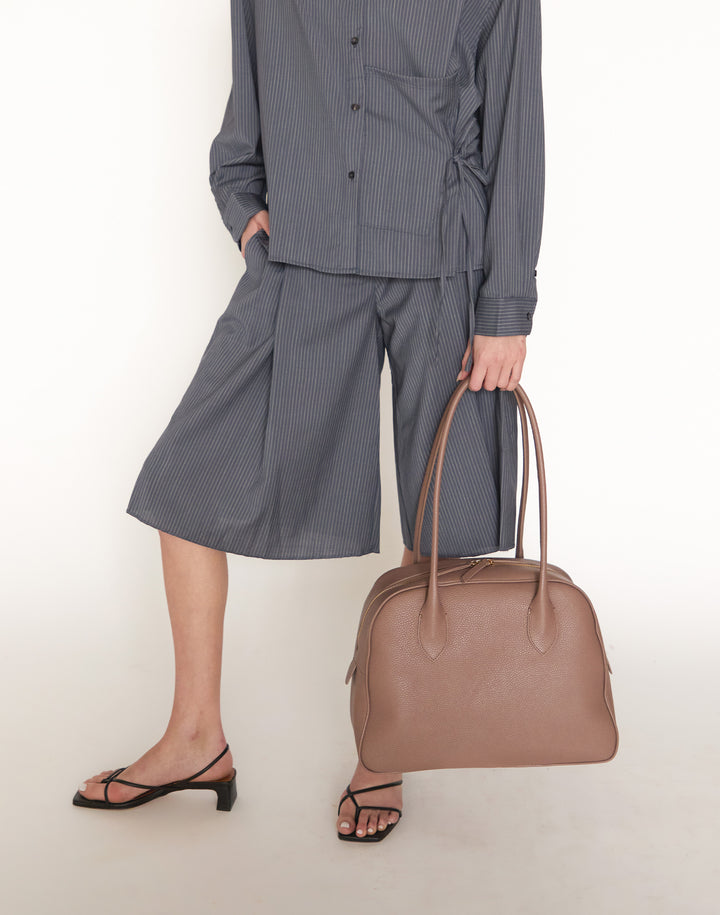 hyer goods autostrada leather zip top tote  bag#color_taupe