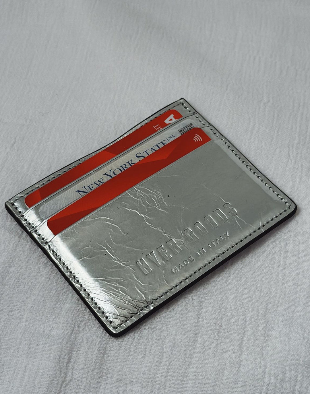 Hyer Goods_Certo Italian Card Wallet_Silver metallic wallet#color_silver