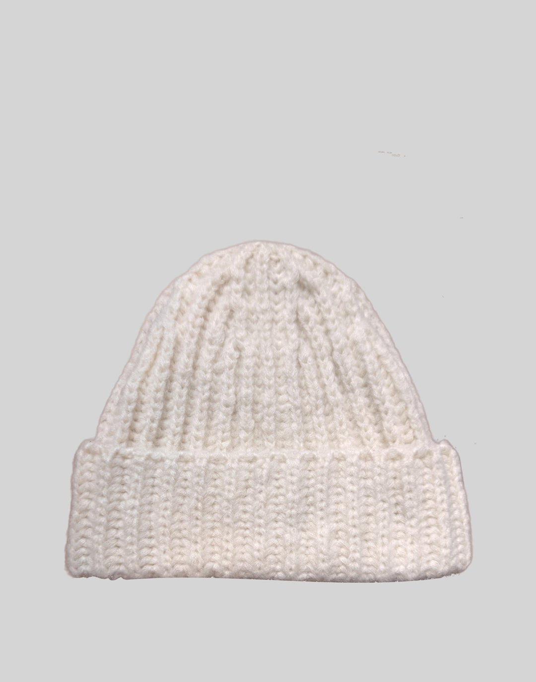 Lightweight chunky alpaca blend ribbed winter beanie #color_cream