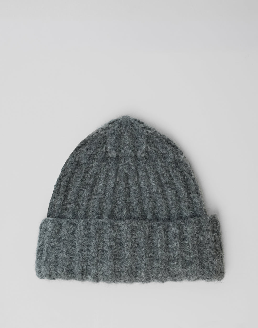 Lightweight chunky alpaca blend ribbed winter beanie #color_grey