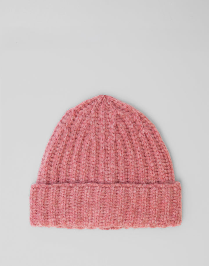 Lightweight chunky alpaca blend ribbed winter beanie #color_dusty-pink