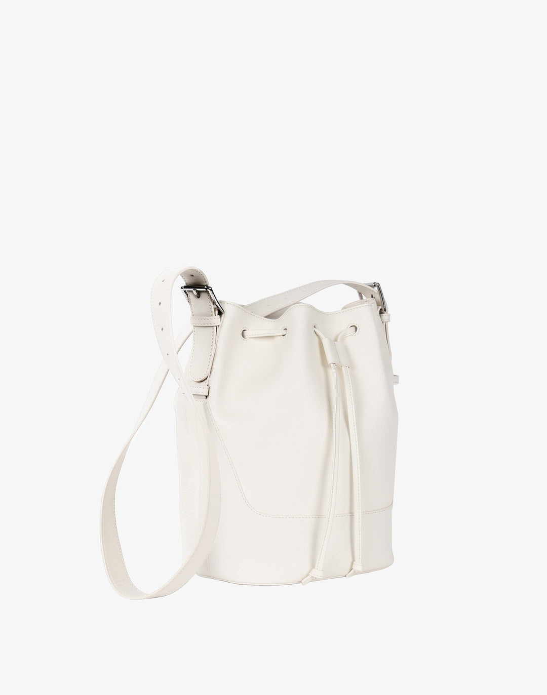 hyer goods recycled leather cinch bucket bag cream#color_cream