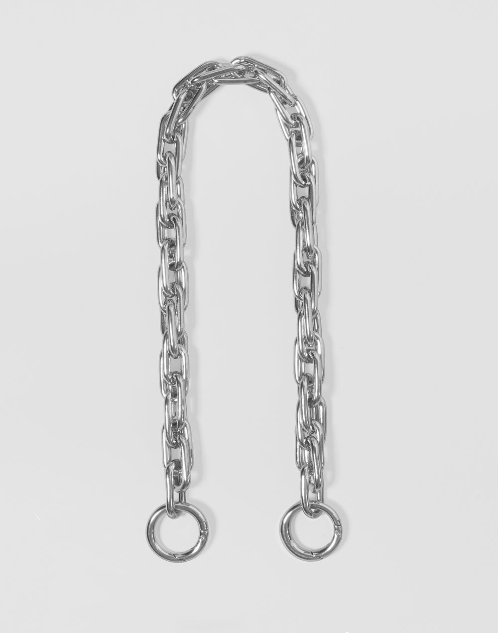 HYER GOODS gold-toned metal chain link accessory with two circular ring ends #color_silver