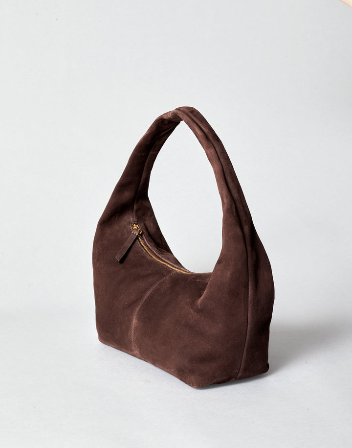 HYER GOODS slouchy everyday suede shoulder bag #color_chocolate-suede