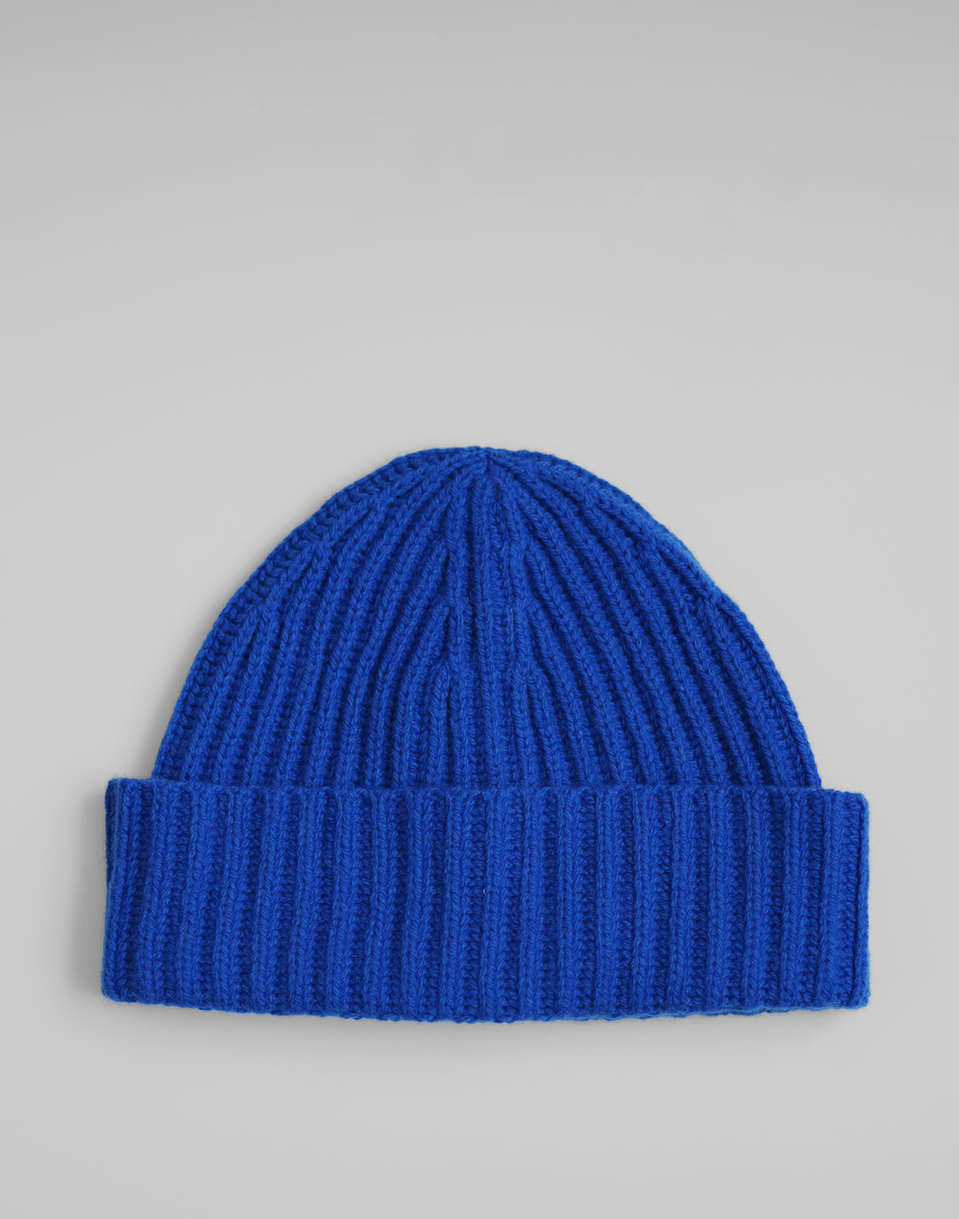 HYER GOODS full cardigan bright blue ribbed beanie #color_cobalt
