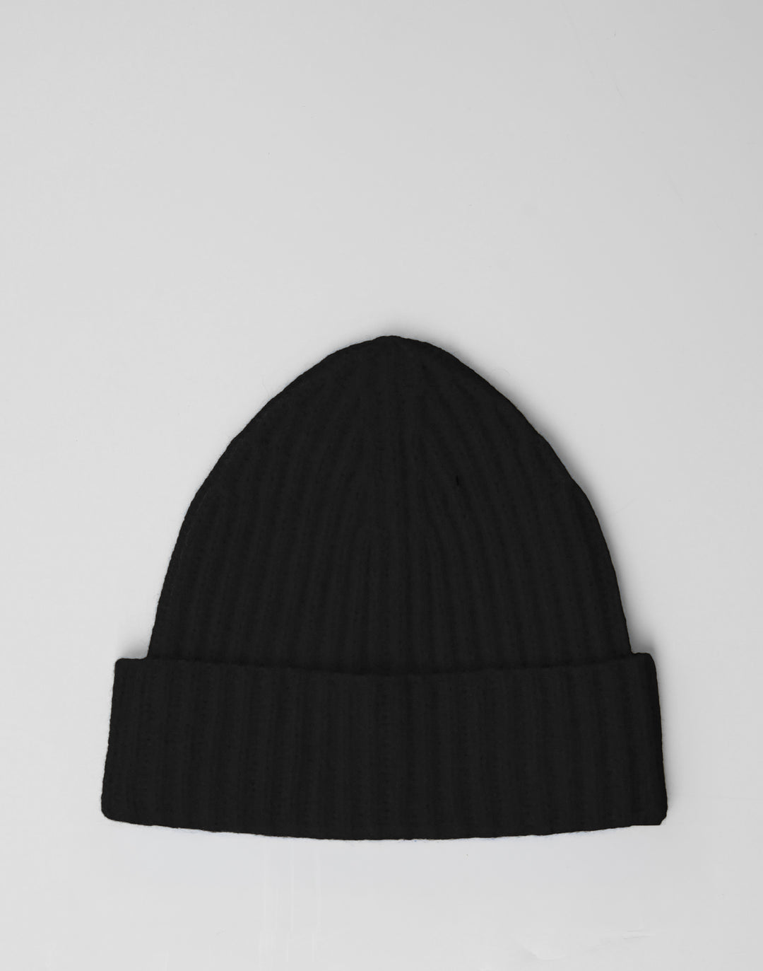 HYER GOODS full cardigan black wool ribbed beanie #color_black