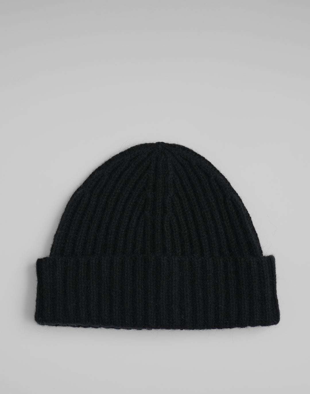 HYER GOODS full cardigan black wool ribbed beanie #color_black