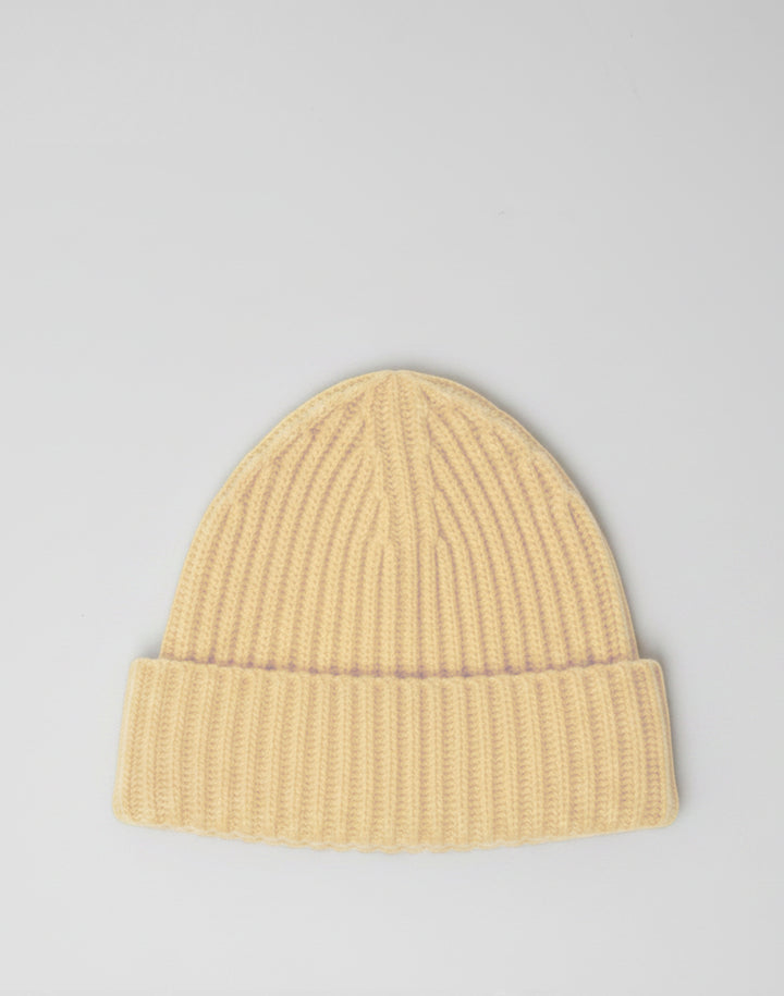 HYER GOODS full cardigan butter yellow ribbed beanie #color_butter-yellow