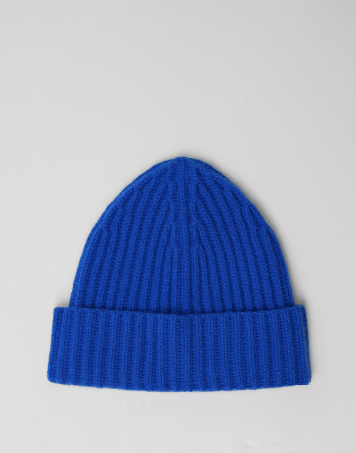 HYER GOODS full cardigan bright blue ribbed beanie #color_cobalt