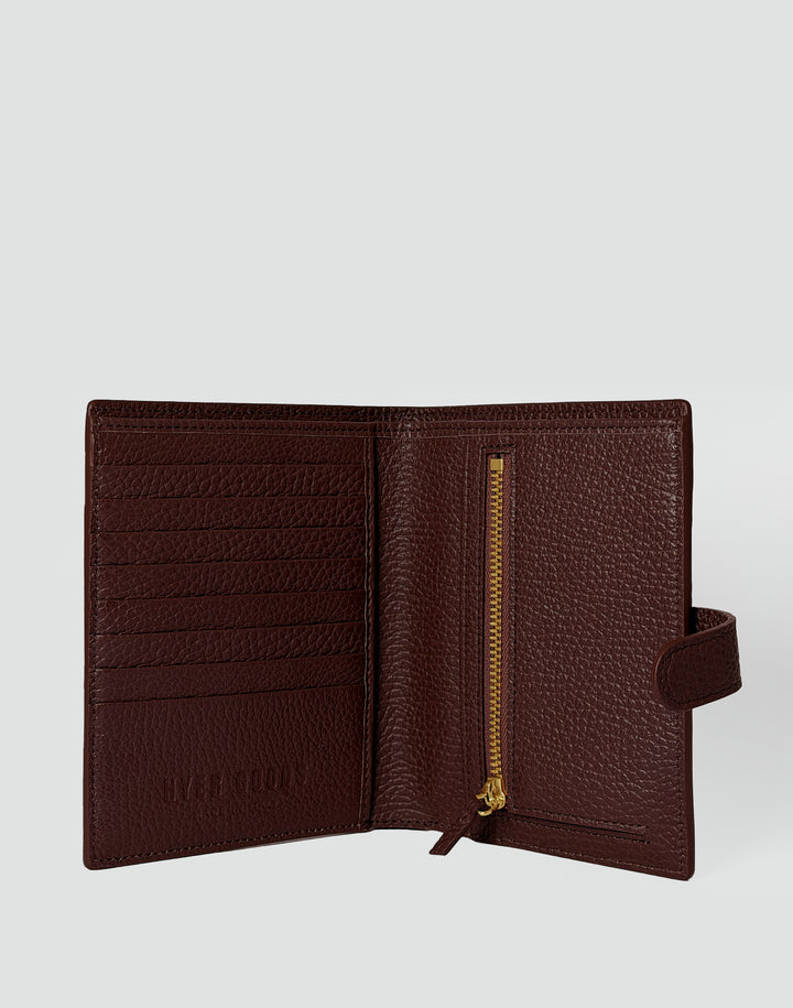 HYER GOODS Il Viaggio Tumbled Leather Travel Passport Wallet #color_burgundy