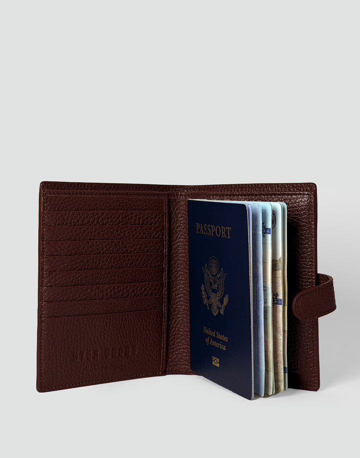 HYER GOODS Il Viaggio Tumbled Leather Travel Passport Wallet #color_burgundy