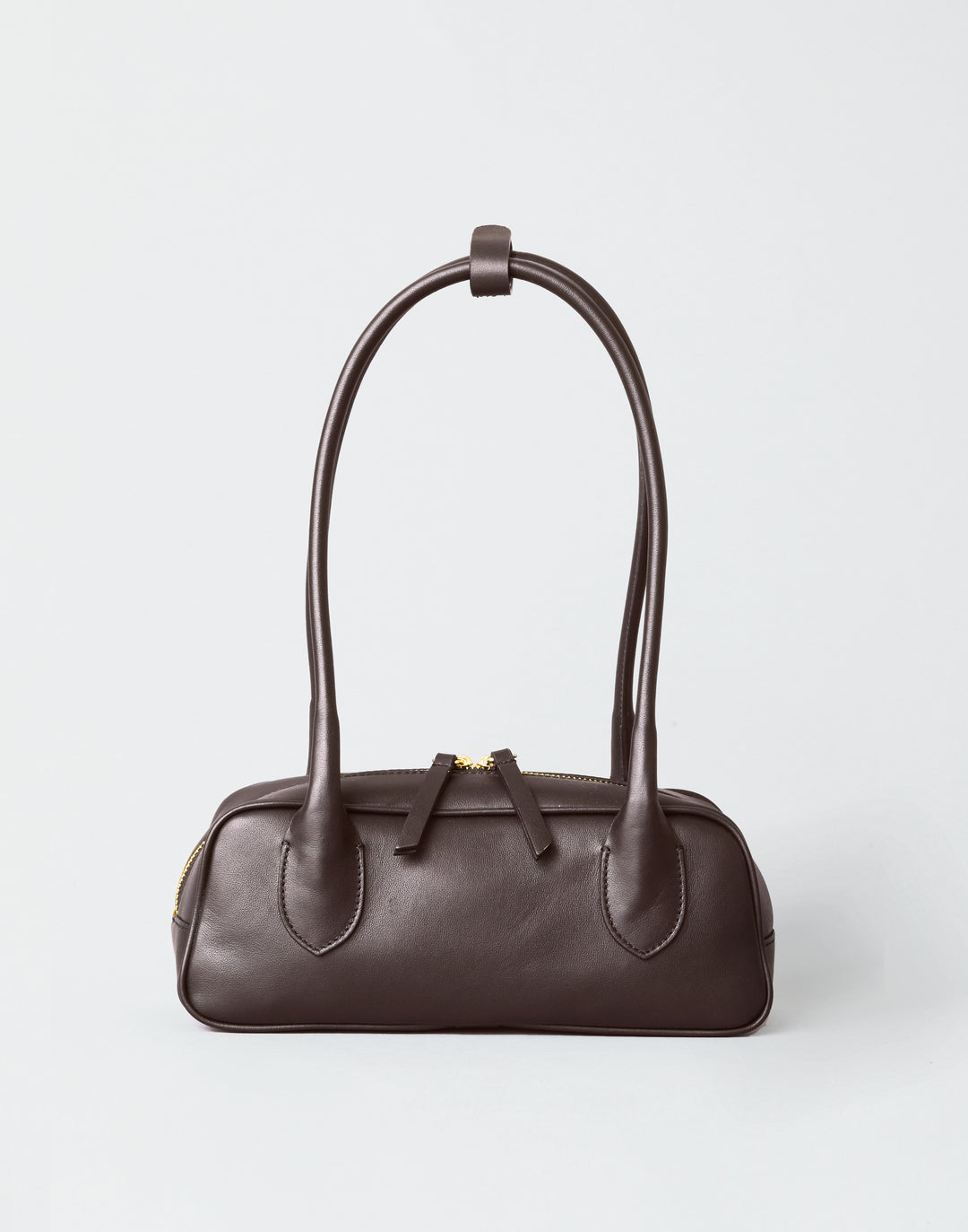 HYER GOODS Mini La Strada East West Baguette Shoulder Bag #color_chocolate-gold