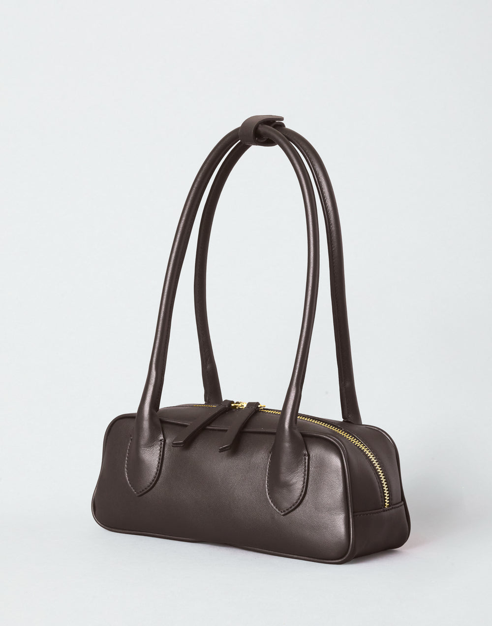 HYER GOODS Mini La Strada East West Baguette Shoulder Bag #color_chocolate-gold