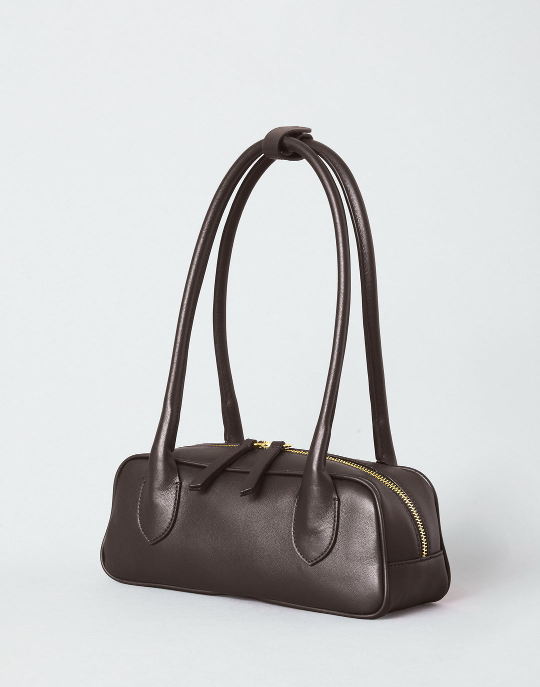 HYER GOODS Mini La Strada East West Baguette Shoulder Bag #color_chocolate-gold