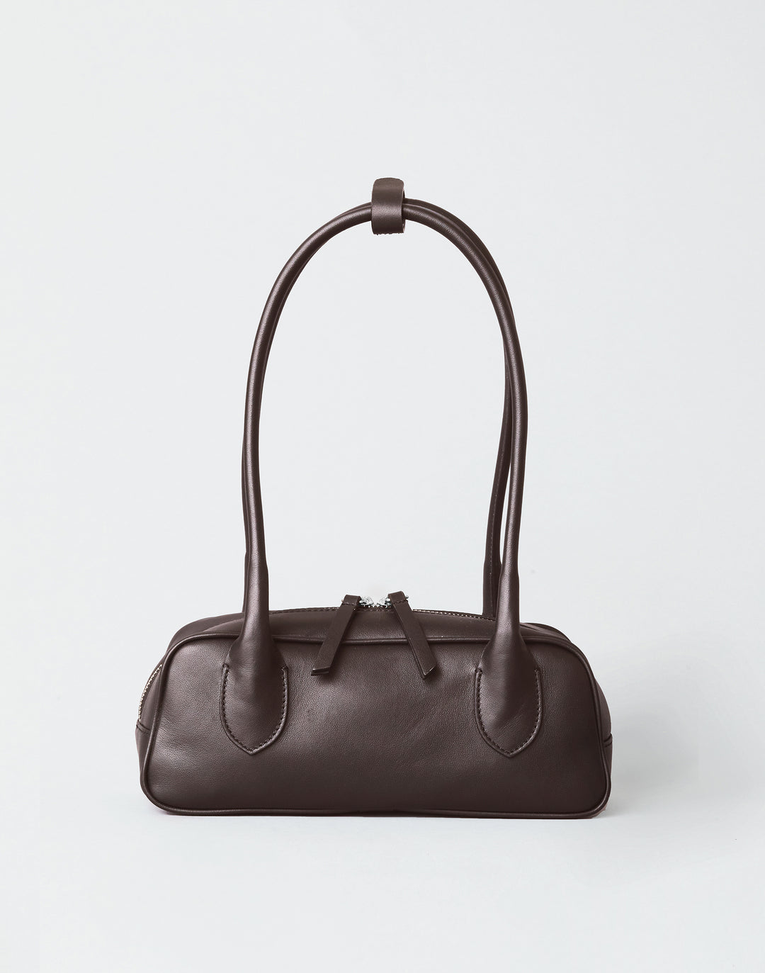 HYER GOODS Mini La Strada East West Baguette Bag #color_chocolate-silver