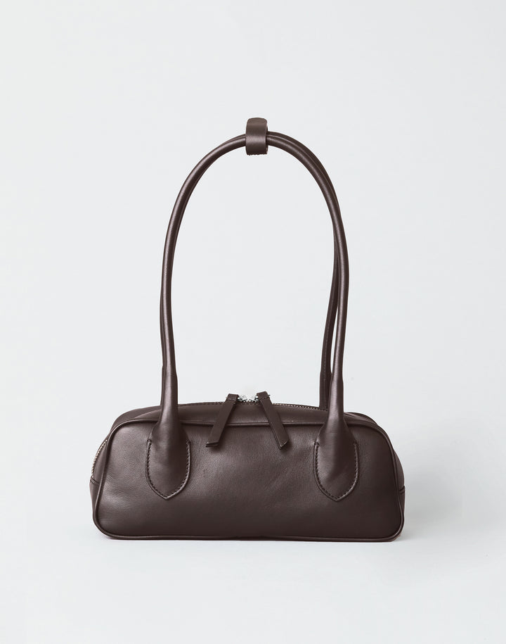 HYER GOODS Mini La Strada East West Baguette Bag #color_chocolate-silver