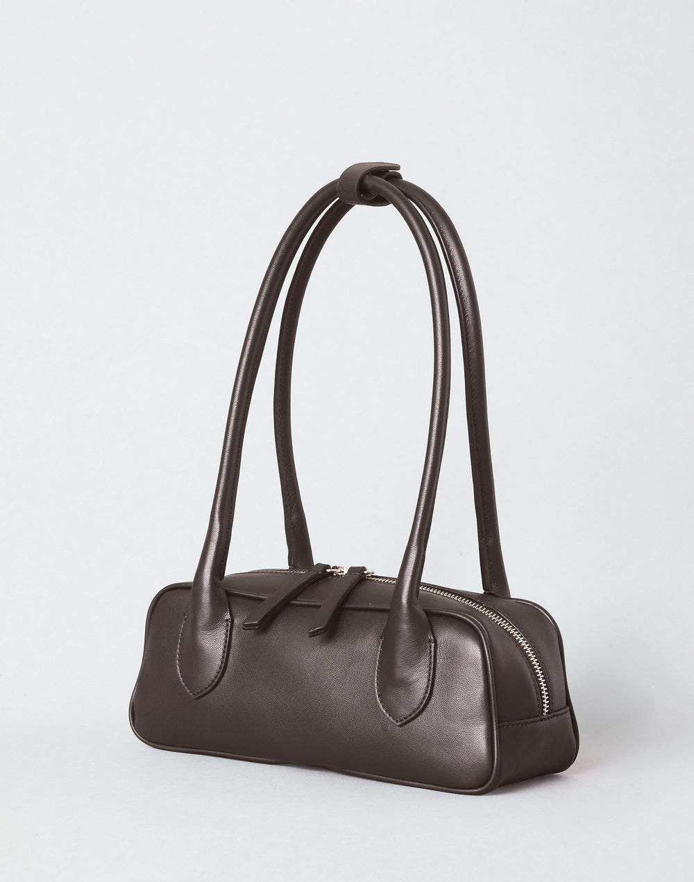 HYER GOODS Mini La Strada East West Baguette Shoulder Bag #color_chocolate-silver