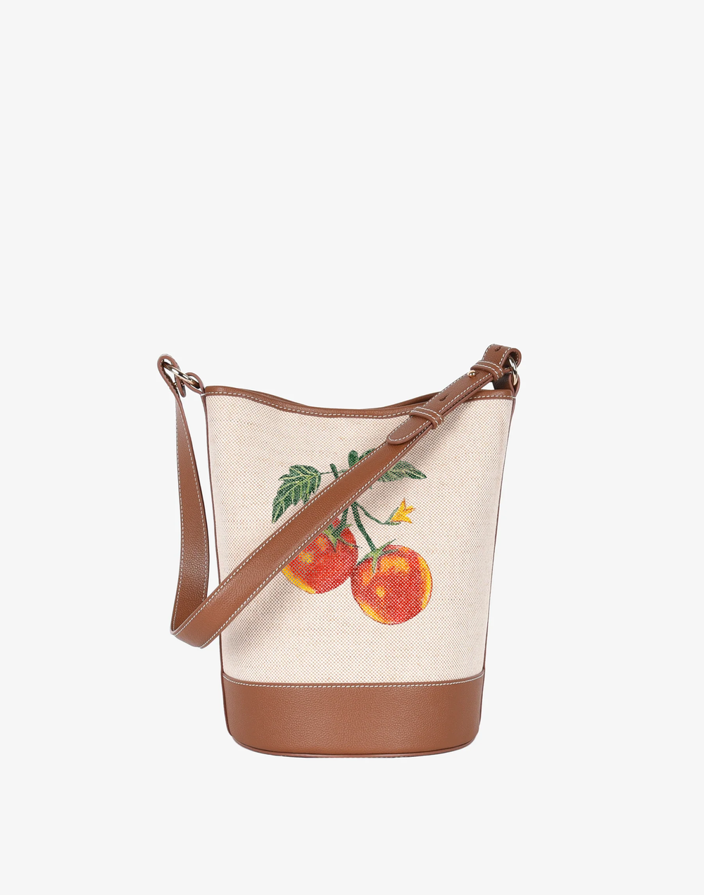 hyer goods summer cotton canvas mini bucket bag handpainted pasta tomato #color_linen #style_tomato