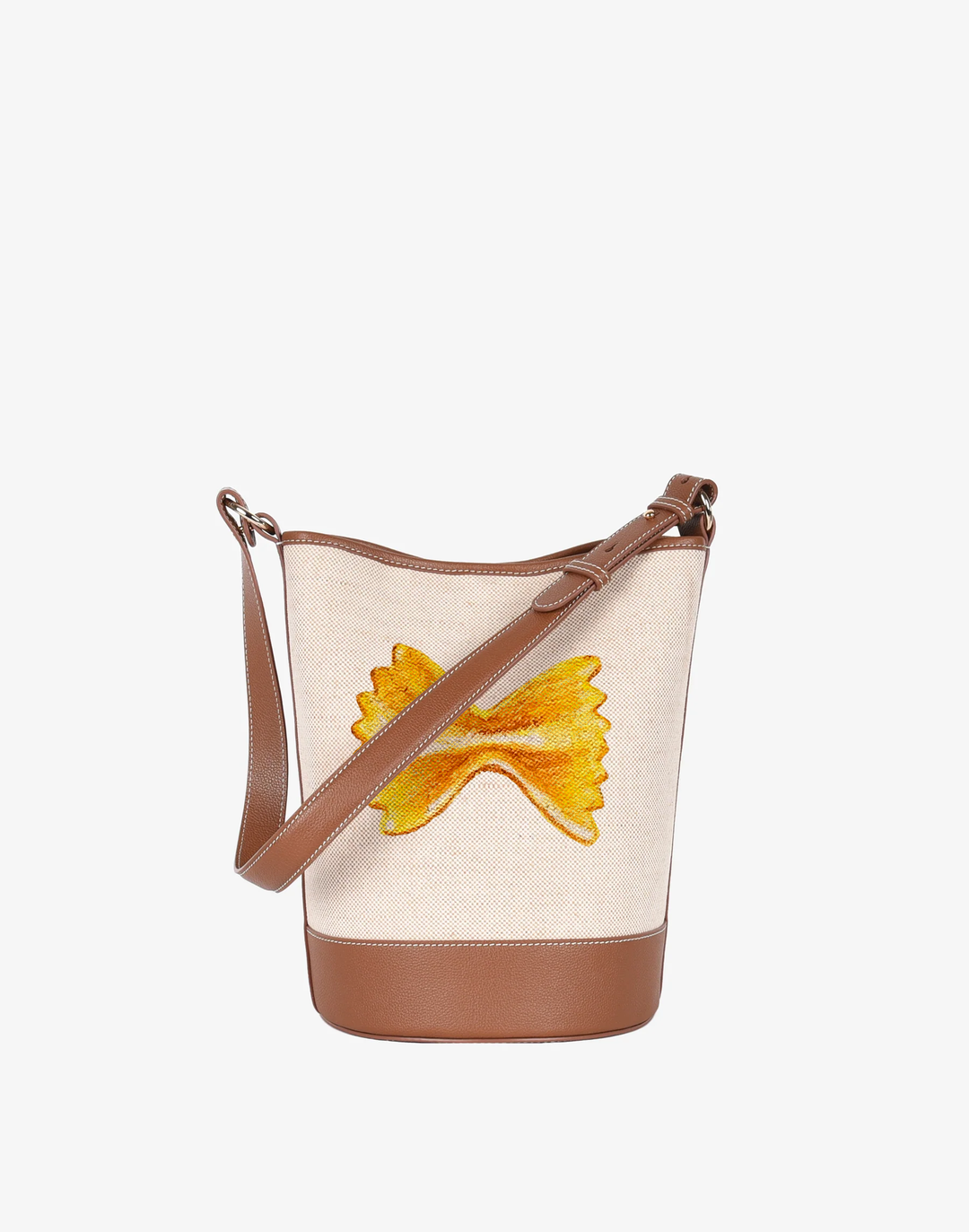 hyer goods summer cotton natural canvas bucket bag handpainted pasta #color_linen #style_farfalle