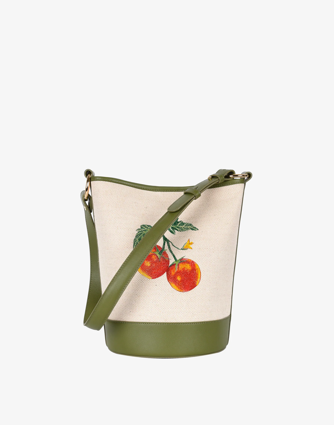 hyer goods summer cotton canvas bucket bag handpainted olive tomato #color_linen-olive #style_tomato