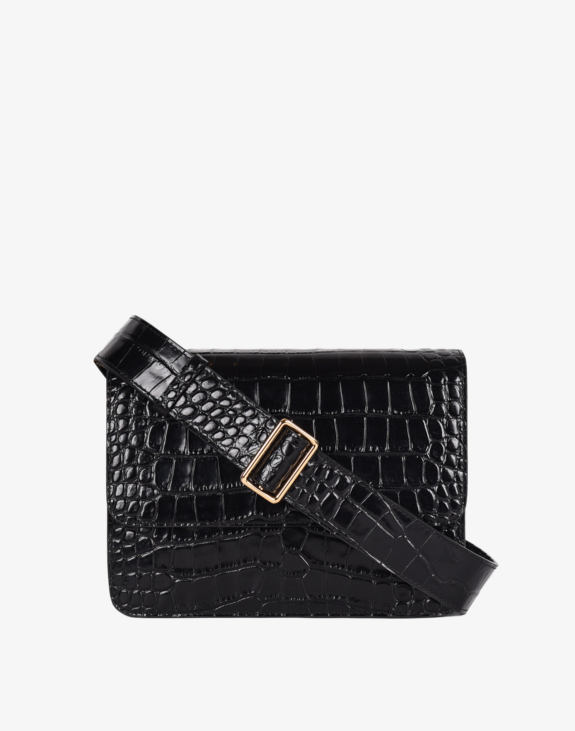 Black croc outlet embossed bag