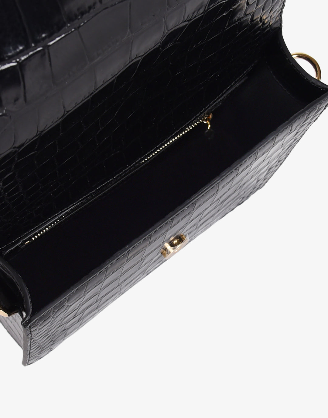 hyer goods recycled leather crossbody satchel bag black crocodile #color_black-croco