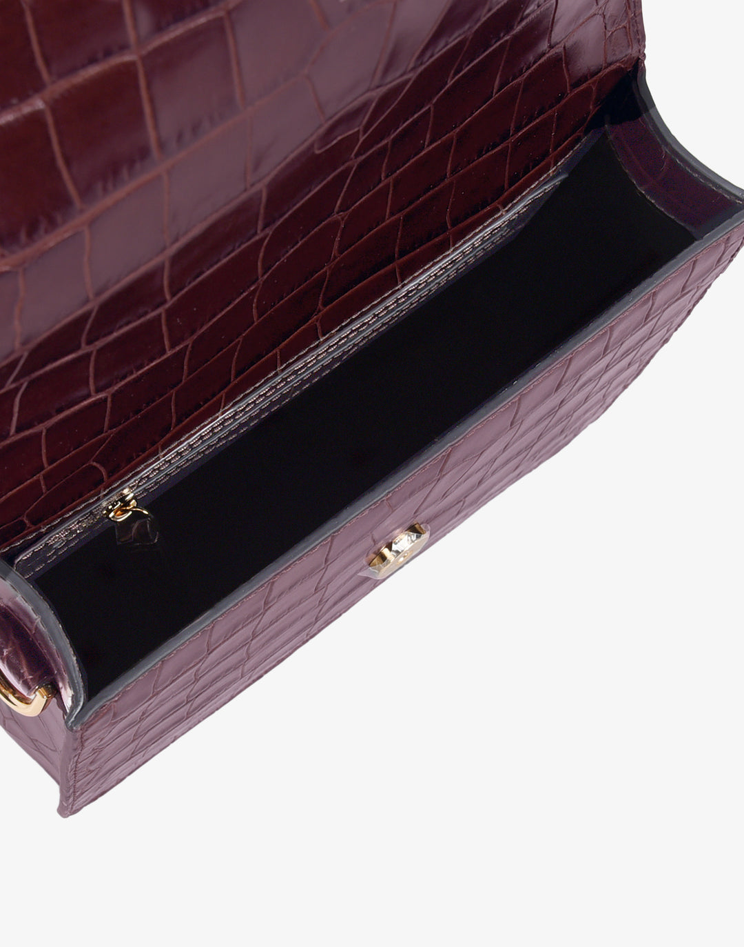 hyer goods recycled leather crossbody satchel bag burgundy crocodile #color_burgundy-croco