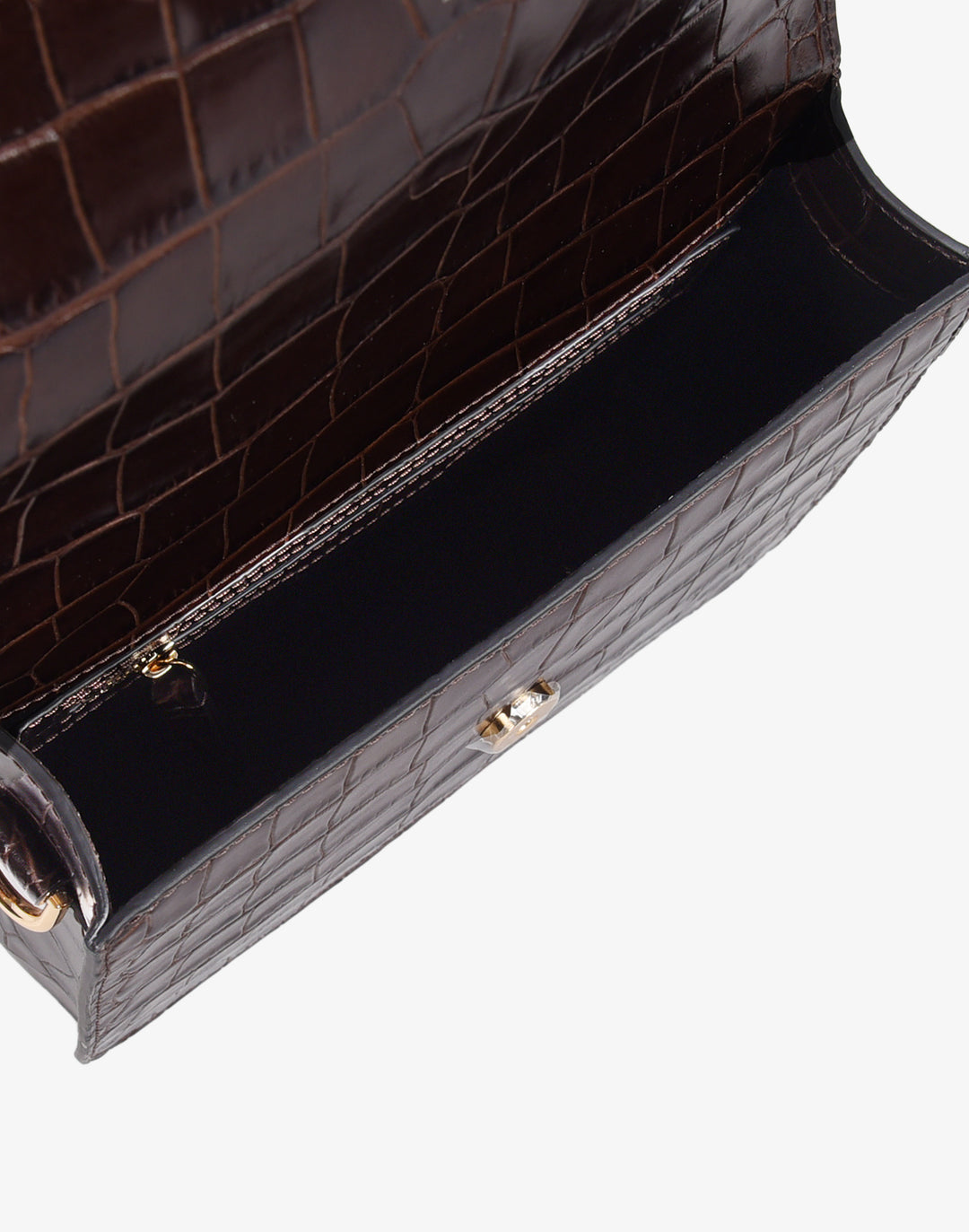 hyer goods recycled leather crossbody satchel bag DARK BROWN CHOCOLATE crocodile #color_choco-croco
